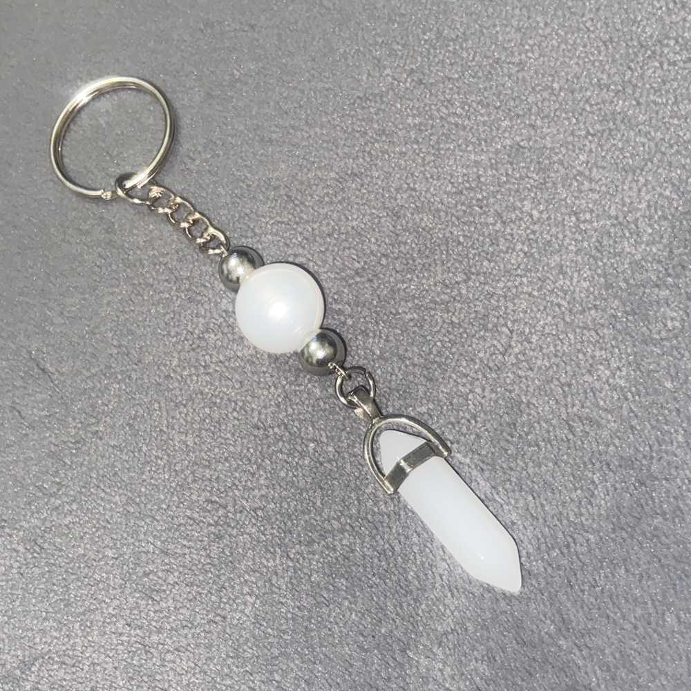 Chic White Stone Keychain